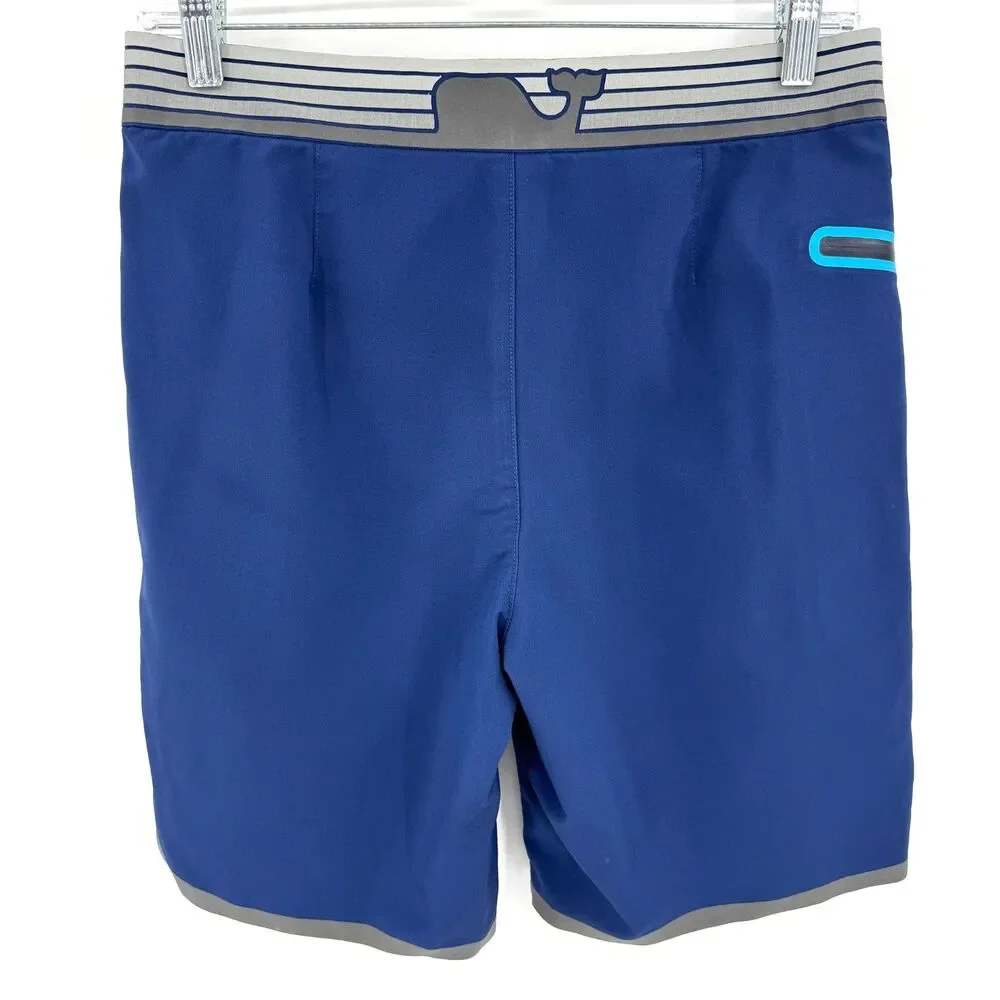 VINEYARD VINES Tilefish Tech Blue Gray Board Shorts Swim Trunks Size 28